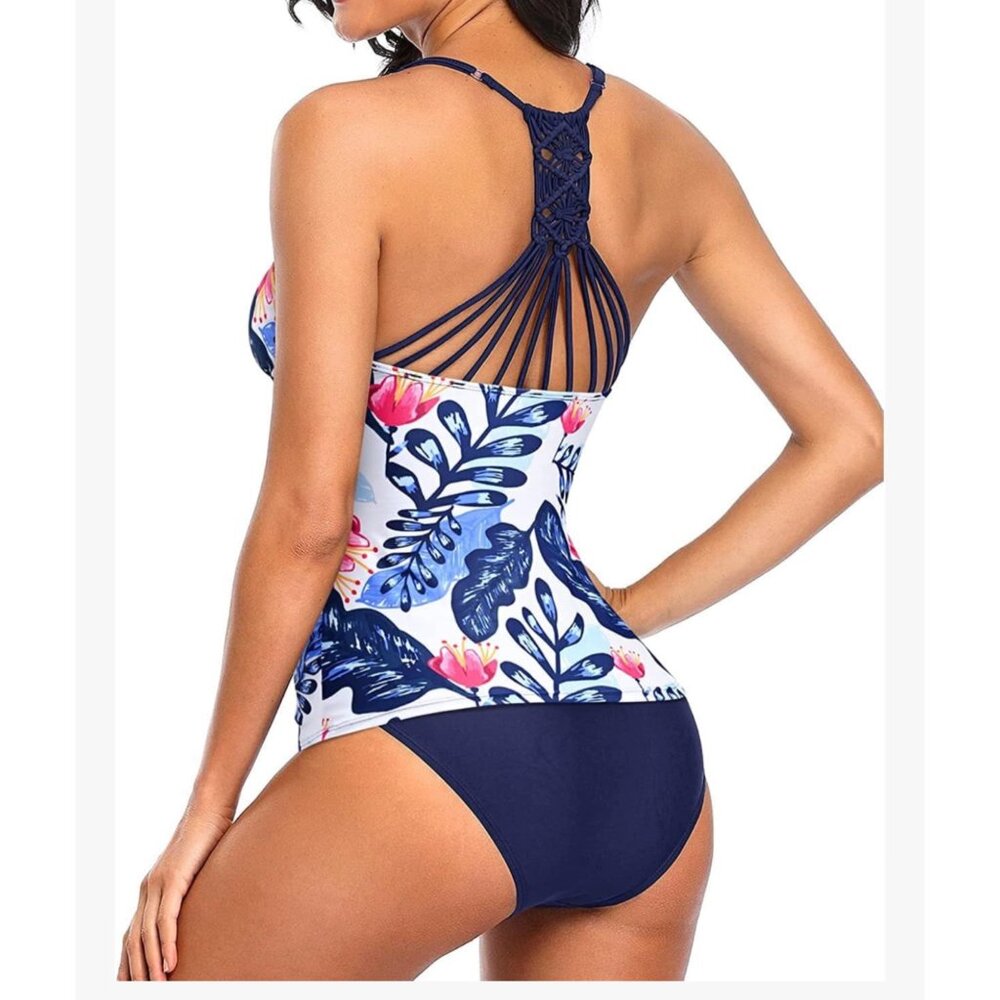 NWT Holipick Tankini Set Blue Floral Tummy Control Swimwear Size XXL - Picture 3 of 6